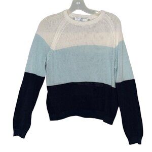 Scott and Scott London Edit Ocean Blues Rugby stripe crochet knit cotton sweater